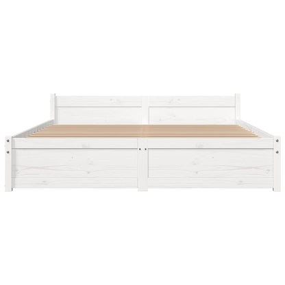 vidaXL Bed Frame without Mattress White Solid Wood 135x190 cm Double