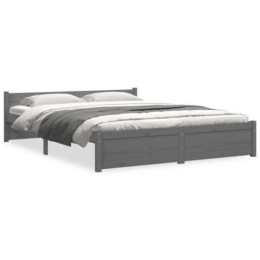 vidaXL Bed Frame without Mattress Grey Solid Wood 135x190 cm Double