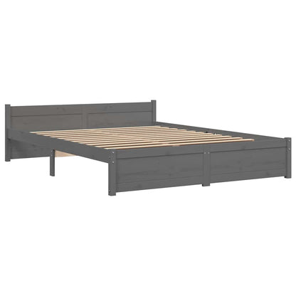 vidaXL Bed Frame without Mattress Grey Solid Wood 135x190 cm Double