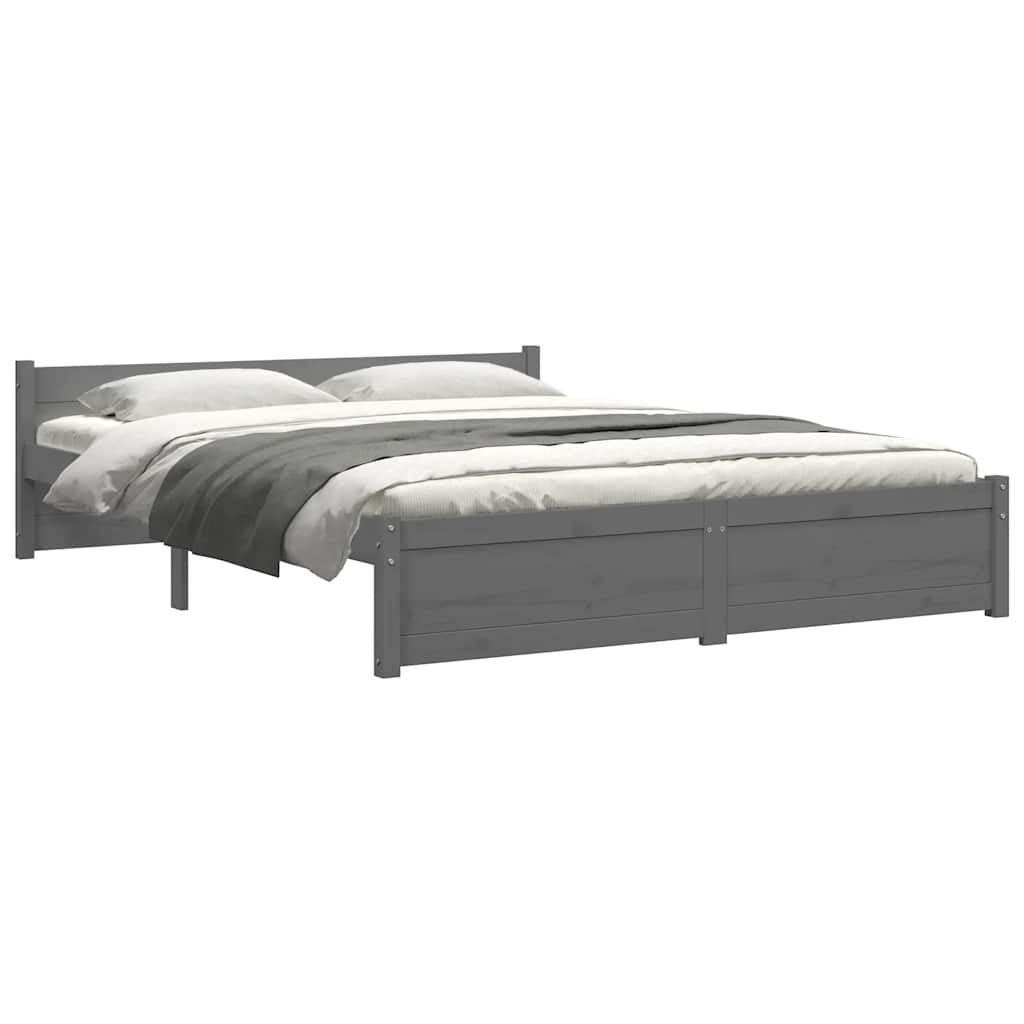 vidaXL Bed Frame without Mattress Grey Solid Wood 135x190 cm Double
