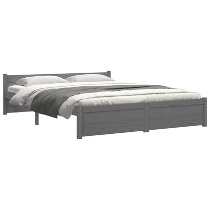 vidaXL Bed Frame without Mattress Grey Solid Wood 135x190 cm Double