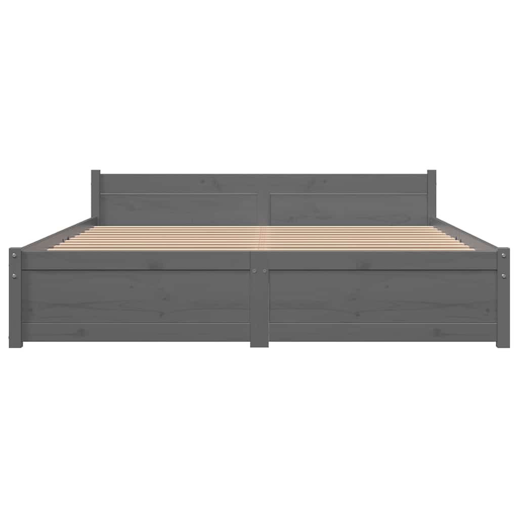 vidaXL Bed Frame without Mattress Grey Solid Wood 135x190 cm Double