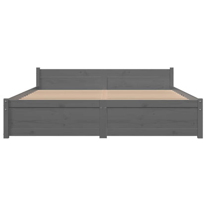 vidaXL Bed Frame without Mattress Grey Solid Wood 135x190 cm Double