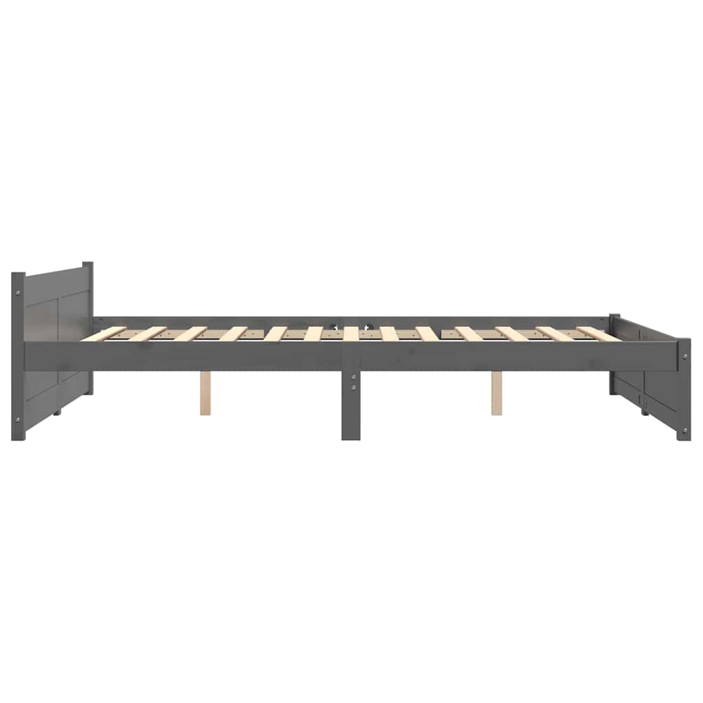 vidaXL Bed Frame without Mattress Grey Solid Wood 135x190 cm Double