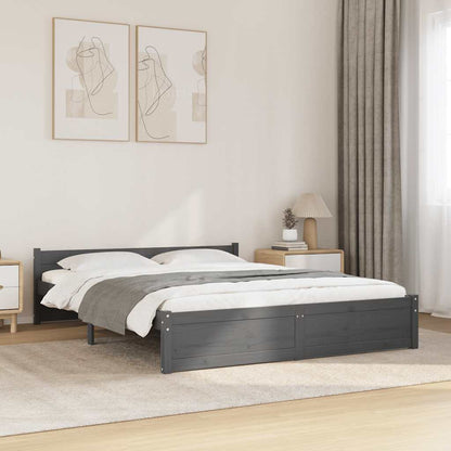 vidaXL Bed Frame without Mattress Grey Solid Wood 135x190 cm Double