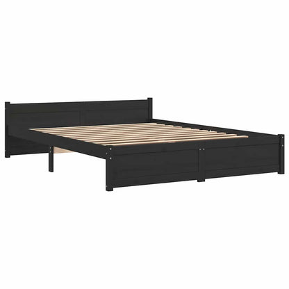 vidaXL Bed Frame without Mattress Black Solid Wood 135x190 cm Double