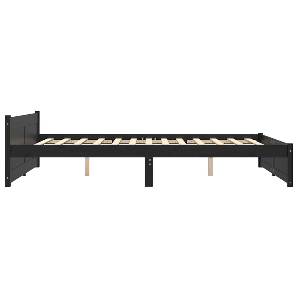 vidaXL Bed Frame without Mattress Black Solid Wood 135x190 cm Double