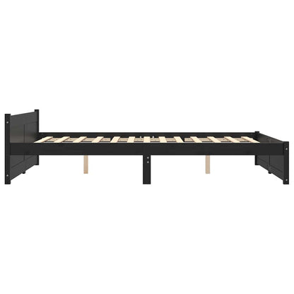vidaXL Bed Frame without Mattress Black Solid Wood 135x190 cm Double