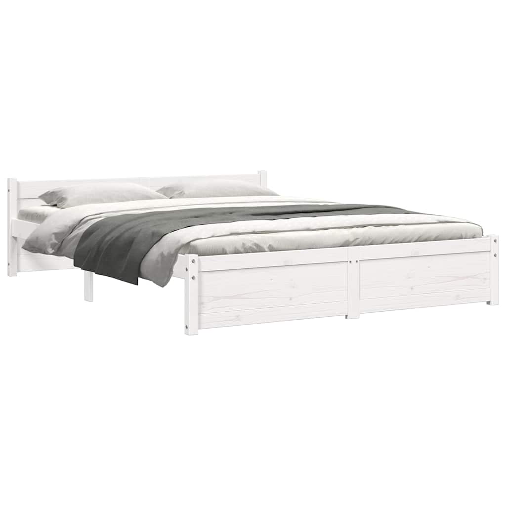 vidaXL Bed Frame without Mattress White Solid Wood 140x190 cm