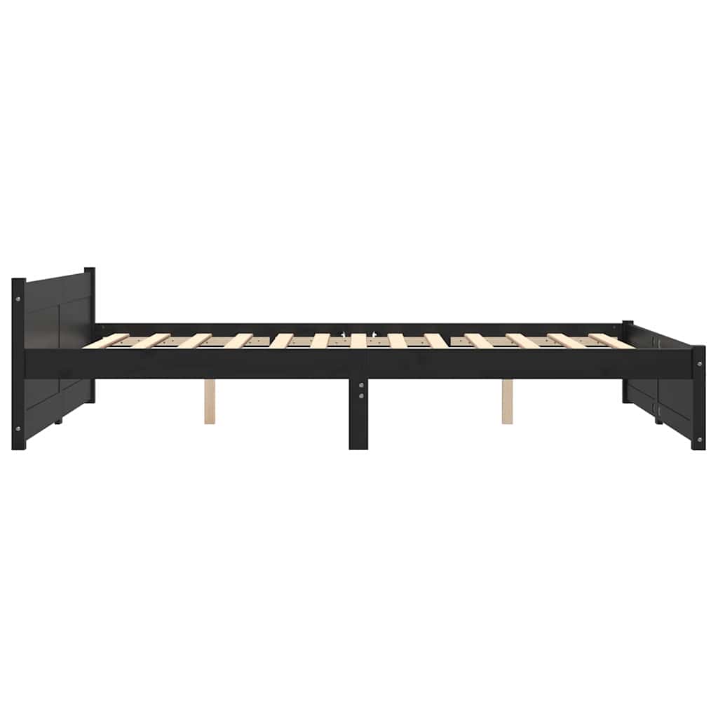 vidaXL Bed Frame without Mattress Black Solid Wood 140x190 cm