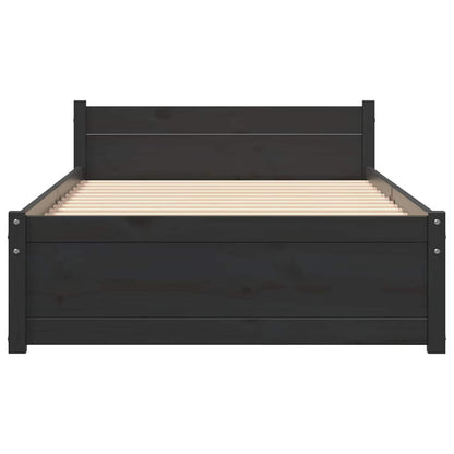 vidaXL Bed Frame without Mattress Black Solid Wood 90x200 cm