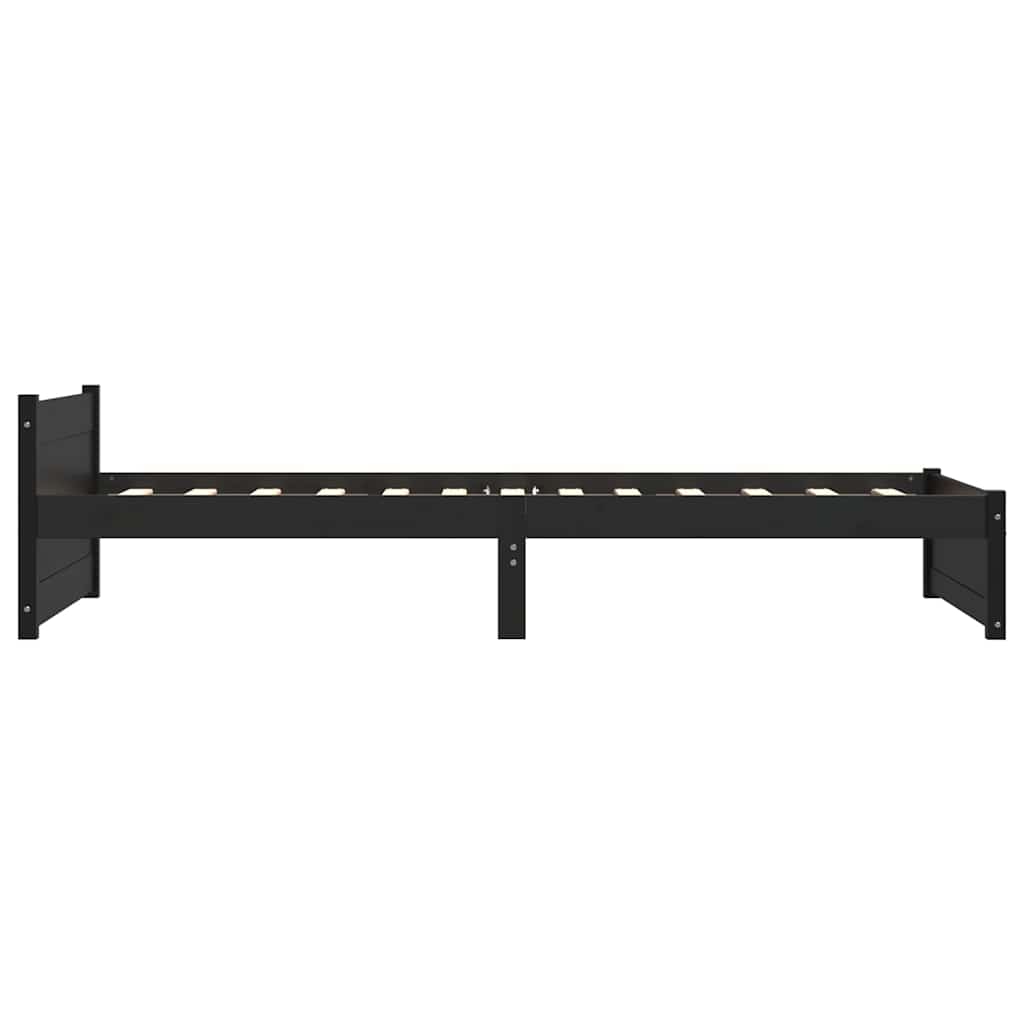 vidaXL Bed Frame without Mattress Black Solid Wood 90x200 cm