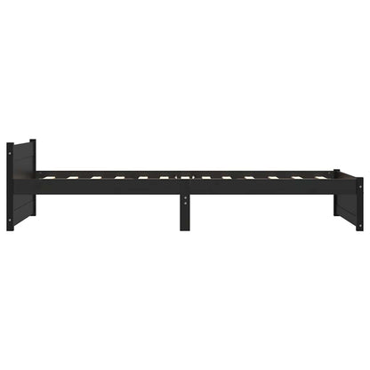vidaXL Bed Frame without Mattress Black Solid Wood 90x200 cm