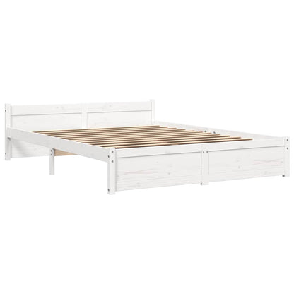 vidaXL Bed Frame without Mattress White Solid Wood 150x200 cm King Size
