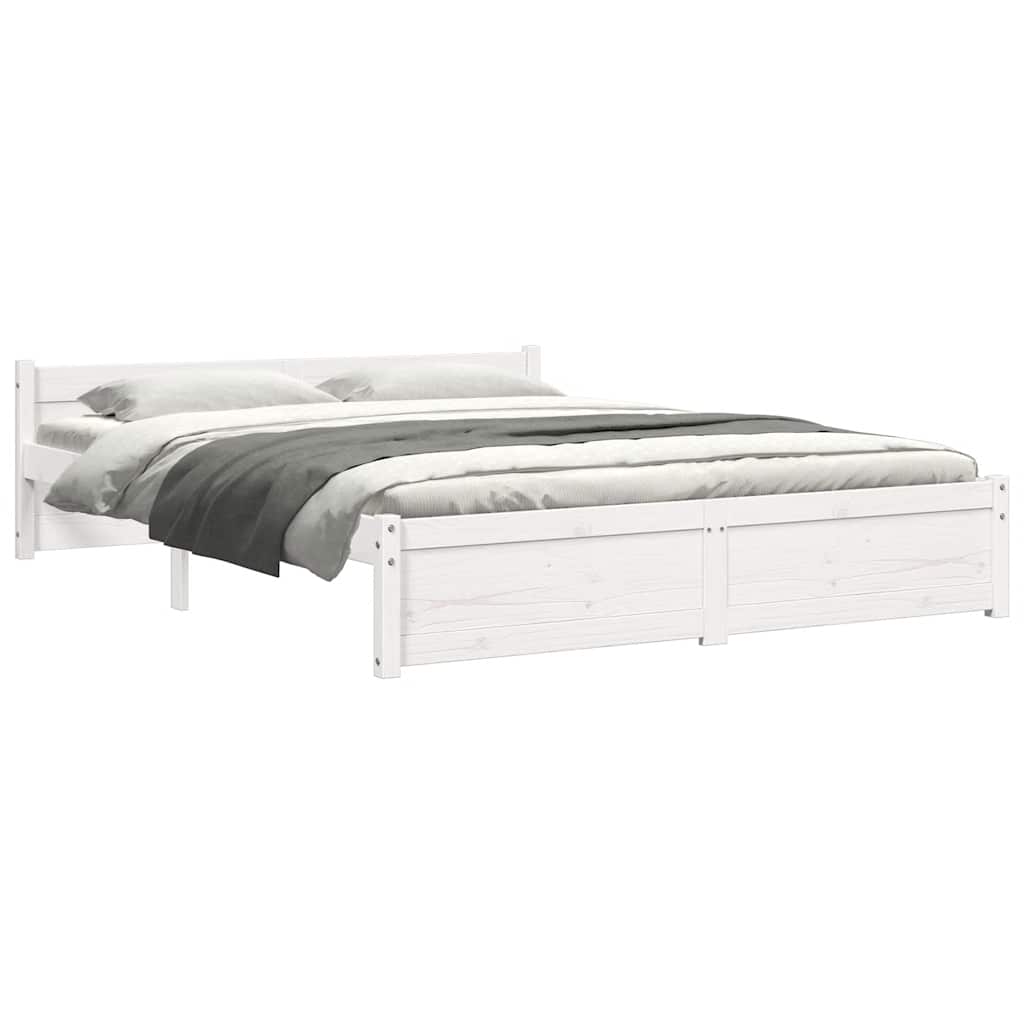 vidaXL Bed Frame without Mattress White Solid Wood 150x200 cm King Size