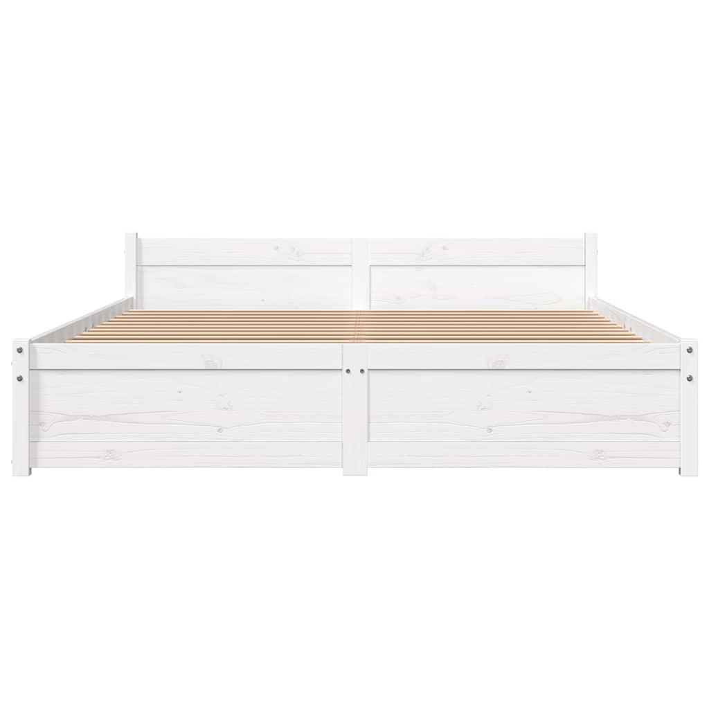 vidaXL Bed Frame without Mattress White Solid Wood 150x200 cm King Size
