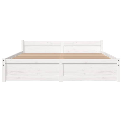 vidaXL Bed Frame without Mattress White Solid Wood 150x200 cm King Size