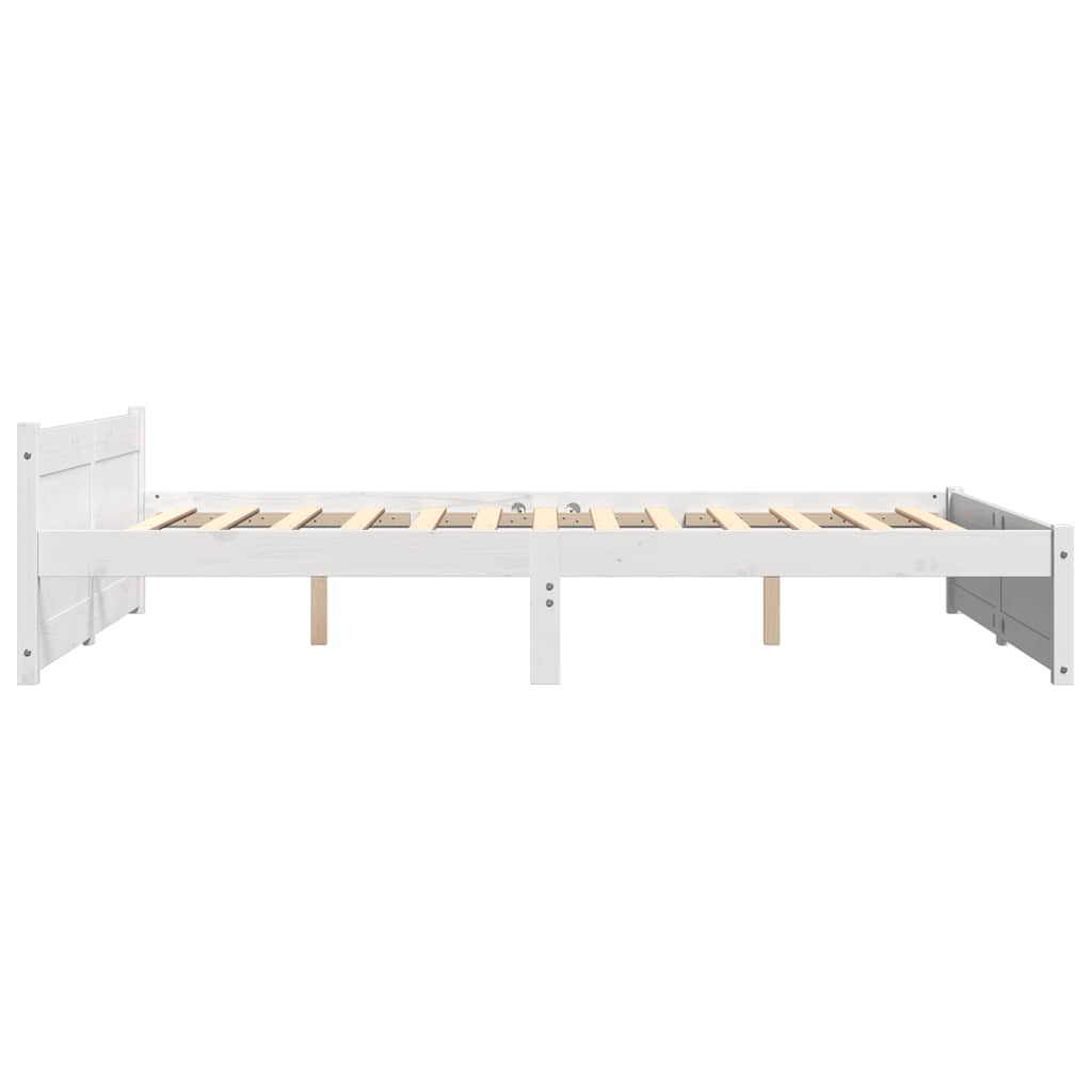 vidaXL Bed Frame without Mattress White Solid Wood 150x200 cm King Size