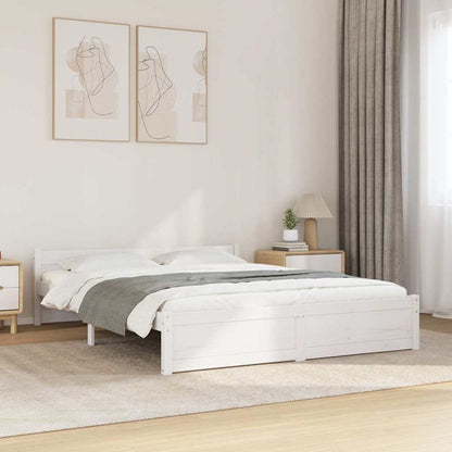 vidaXL Bed Frame without Mattress White Solid Wood 150x200 cm King Size