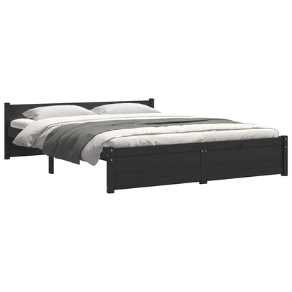 vidaXL Bed Frame without Mattress Black Solid Wood 150x200 cm King Size
