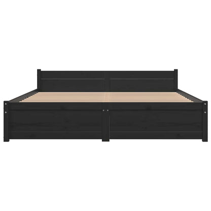 vidaXL Bed Frame without Mattress Black Solid Wood 150x200 cm King Size