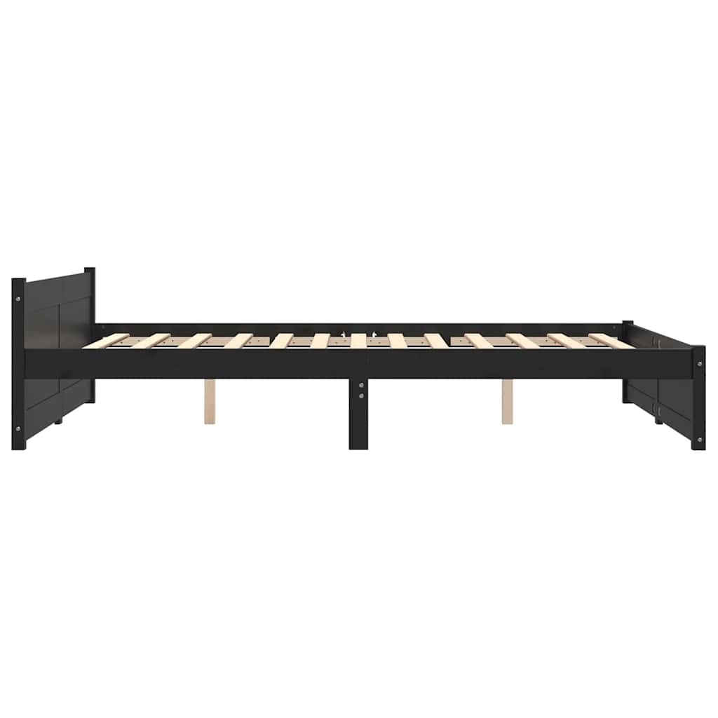 vidaXL Bed Frame without Mattress Black Solid Wood 150x200 cm King Size