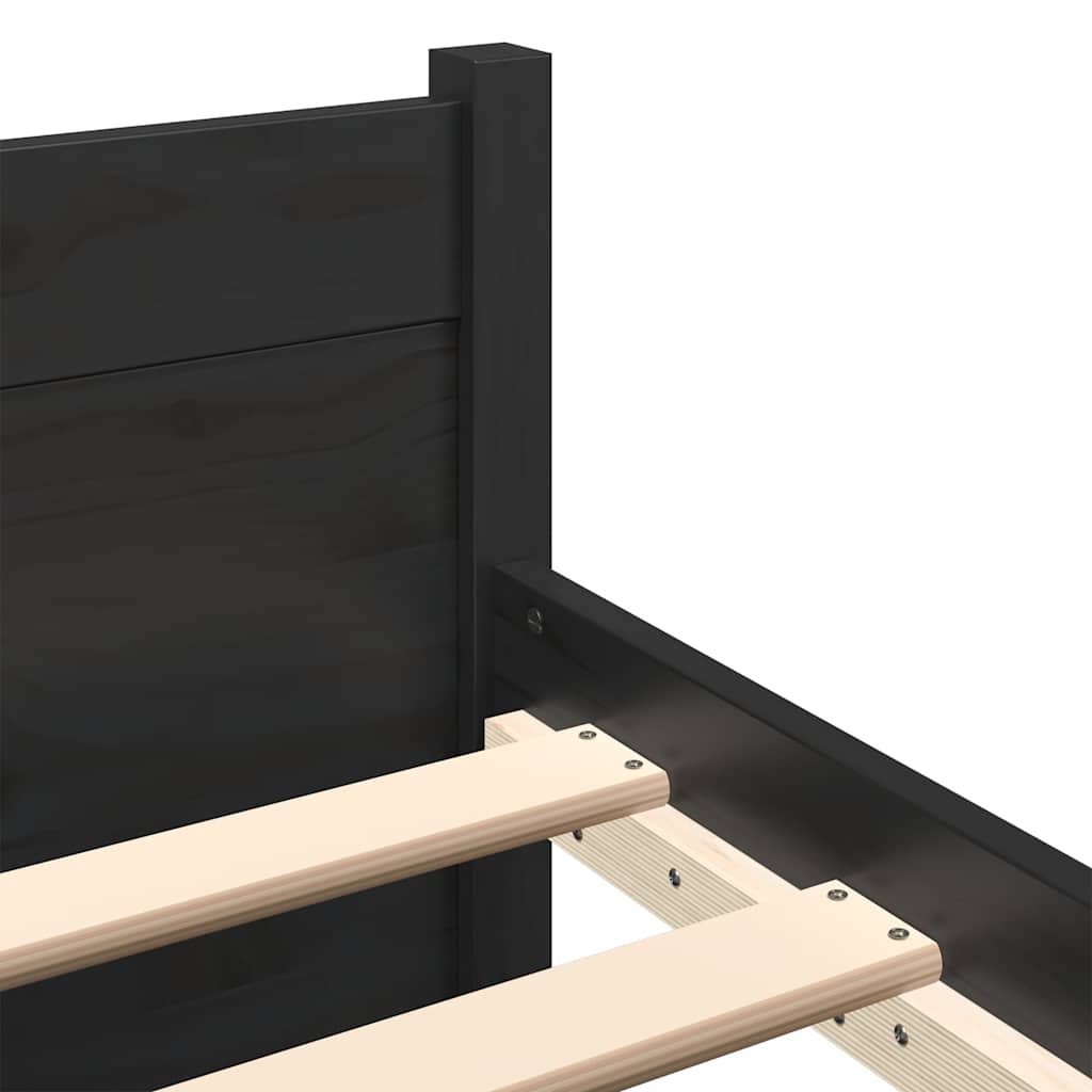 vidaXL Bed Frame without Mattress Black Solid Wood 150x200 cm King Size