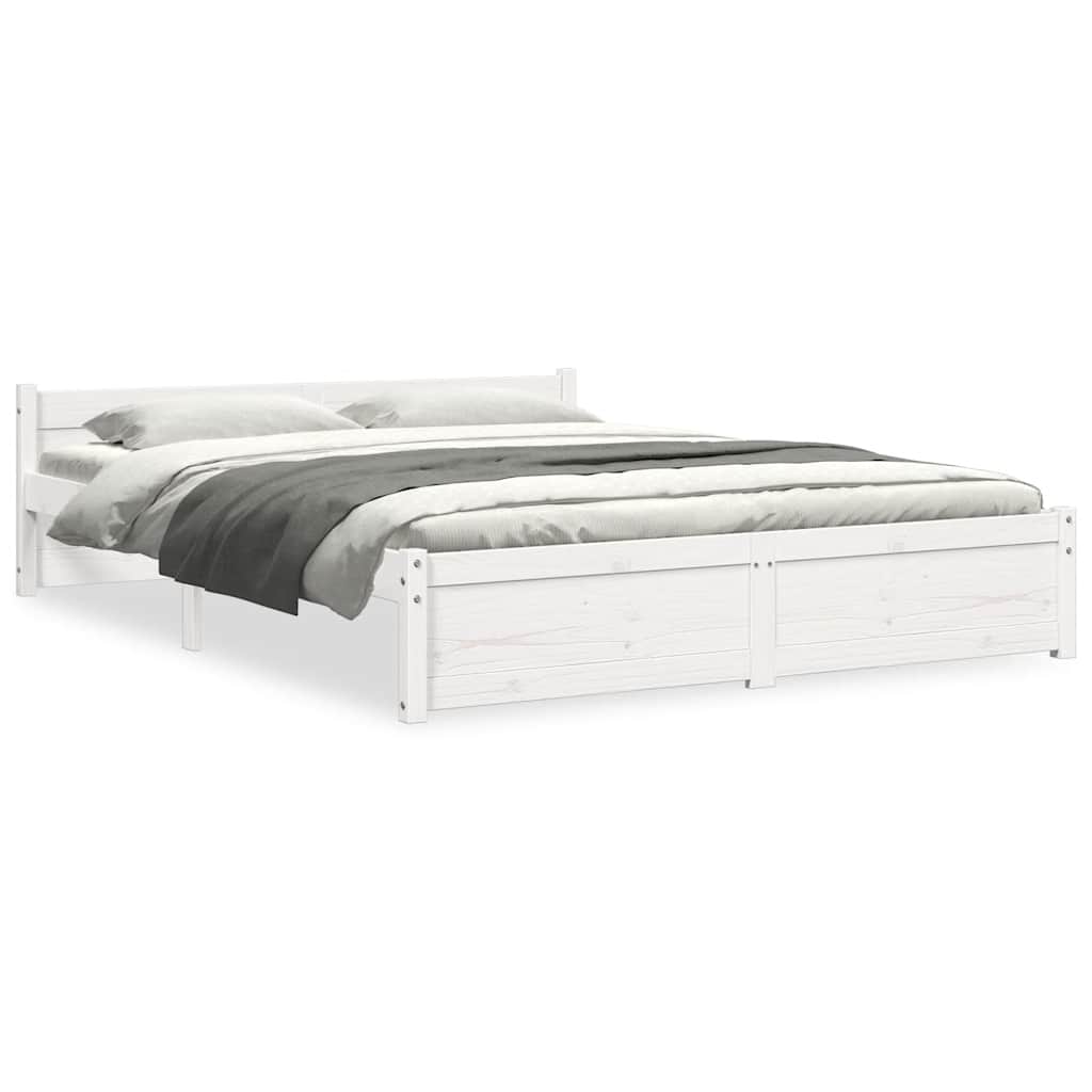 vidaXL Bed Frame without Mattress White Solid Wood 160x200 cm