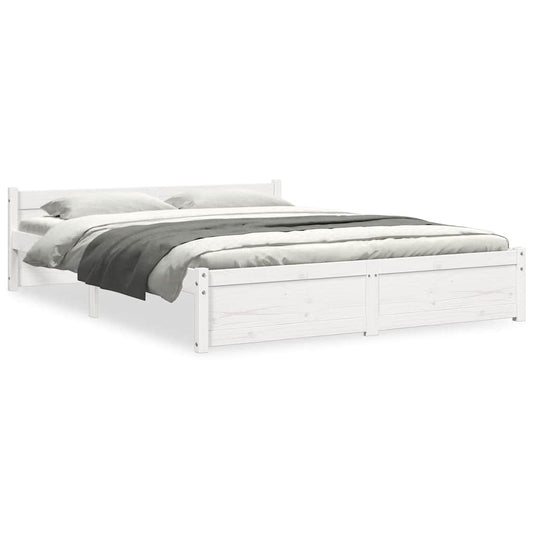 vidaXL Bed Frame without Mattress White Solid Wood 160x200 cm