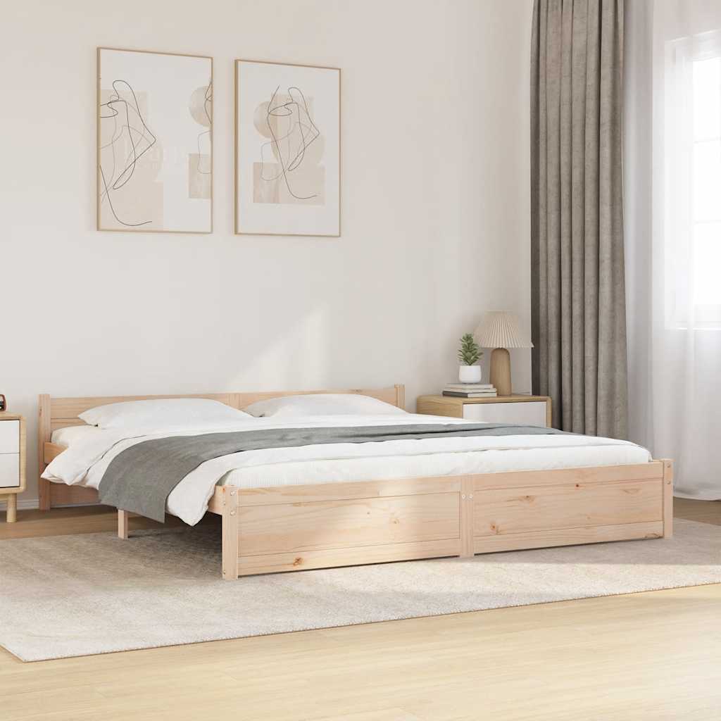 vidaXL Bed Frame without Mattress Solid Wood 180x200 cm Super King Super King Size