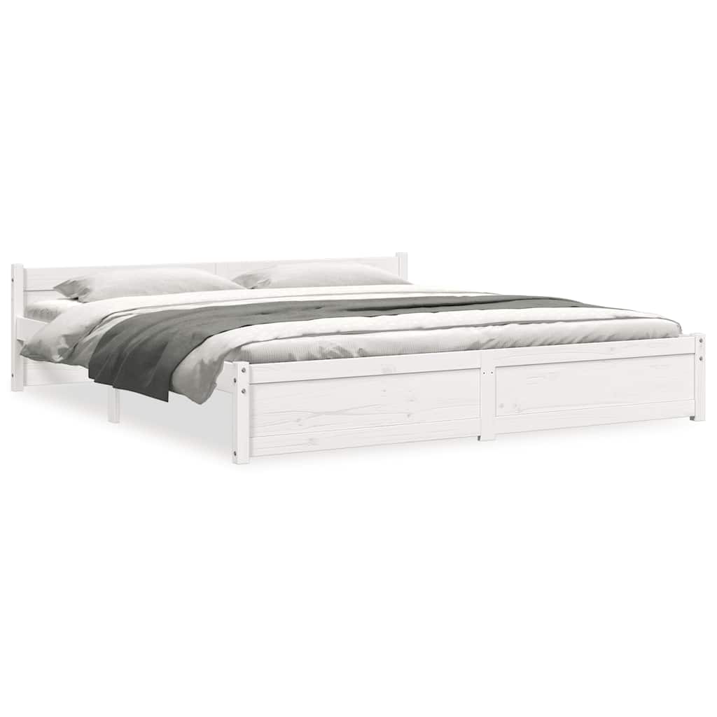 vidaXL Bed Frame without Mattress White Solid Wood 180x200 cm
