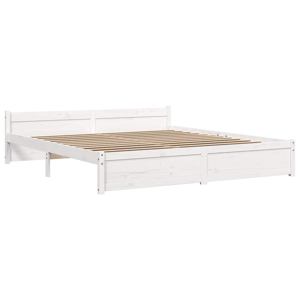vidaXL Bed Frame without Mattress White Solid Wood 180x200 cm