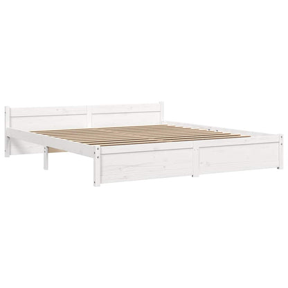 vidaXL Bed Frame without Mattress White Solid Wood 180x200 cm