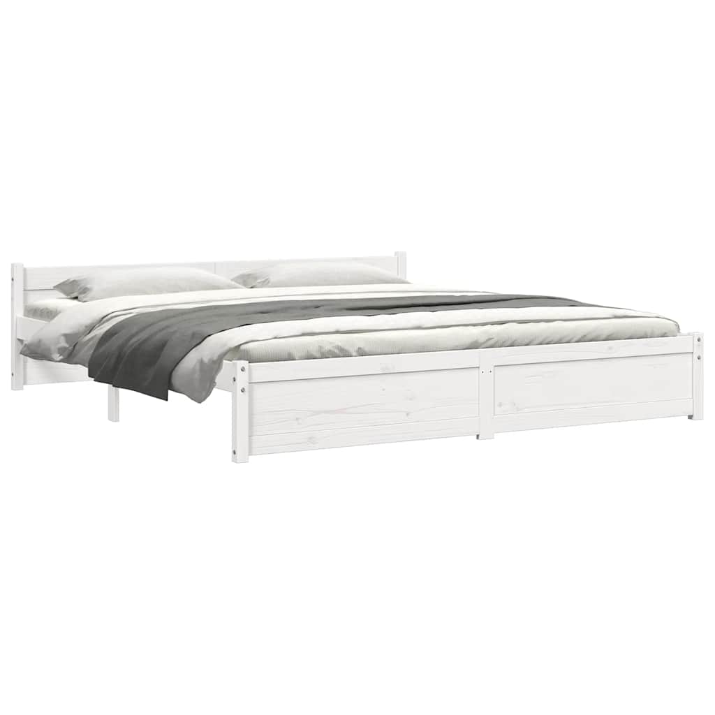 vidaXL Bed Frame without Mattress White Solid Wood 180x200 cm