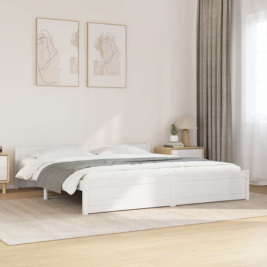 vidaXL Bed Frame without Mattress White Solid Wood 180x200 cm