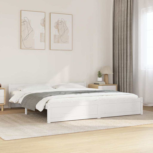 vidaXL Bed Frame without Mattress White Solid Wood 180x200 cm