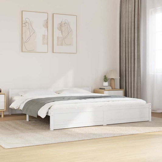 vidaXL Bed Frame without Mattress White Solid Wood 200x200 cm
