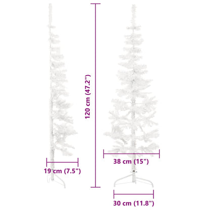 vidaXL Slim Artificial Half Christmas Tree with Stand White 120 cm