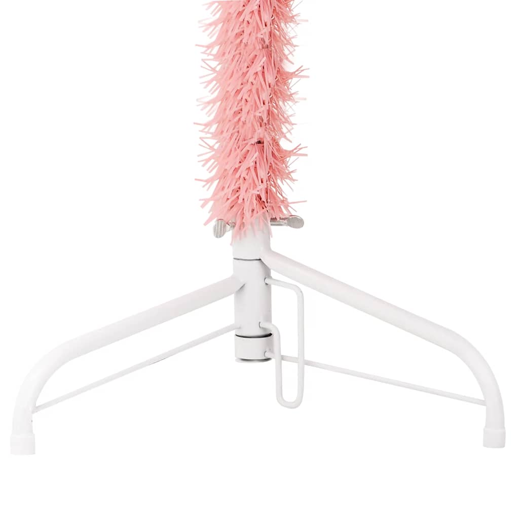 vidaXL Slim Artificial Half Christmas Tree with Stand Pink 120 cm