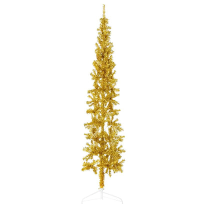 vidaXL Slim Artificial Half Christmas Tree with Stand Gold 210 cm