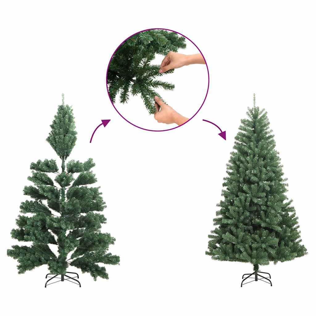 vidaXL Slim Artificial Half Christmas Tree | Silver | PVC, Steel | Slim