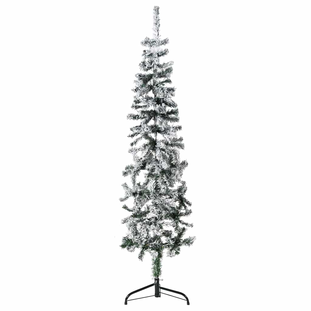 vidaXL Slim Artificial Half Christmas Tree with Flocked Snow 150 cm