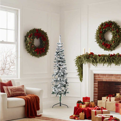 vidaXL Slim Artificial Half Christmas Tree with Flocked Snow 150 cm