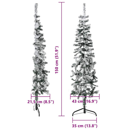 vidaXL Slim Artificial Half Christmas Tree with Flocked Snow 150 cm