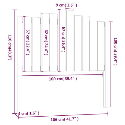 vidaXL Bed Headboard | Grey | Solid pine wood | 106 cm x 4 cm x 110 cm
