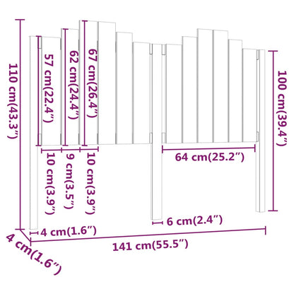 vidaXL Bed Headboard 141x4x110 cm Solid Wood Pine