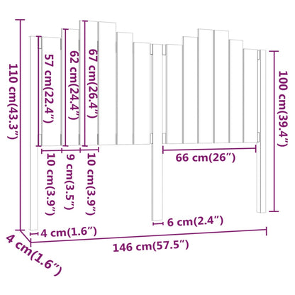 vidaXL Bed Headboard 146x4x110 cm Solid Wood Pine