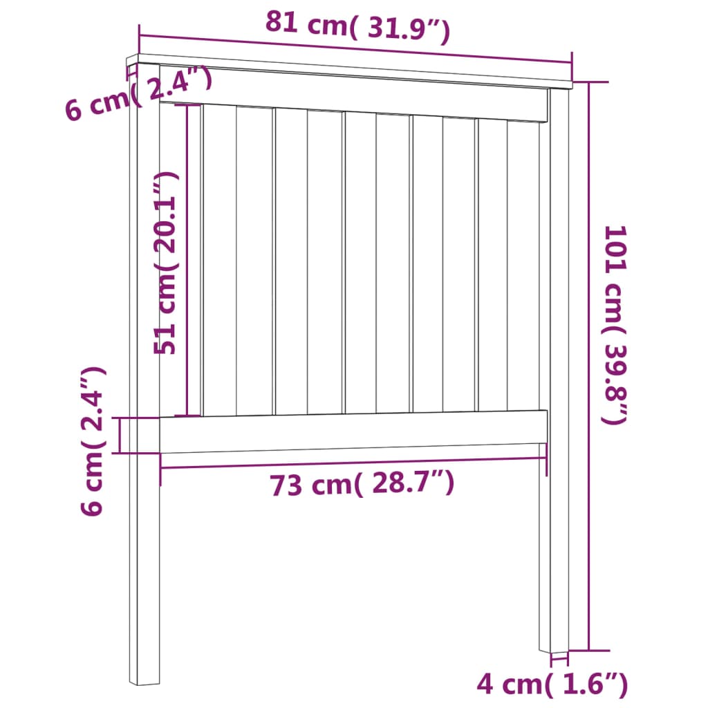 vidaXL Bed Headboard 81x6x101 cm Solid Wood Pine