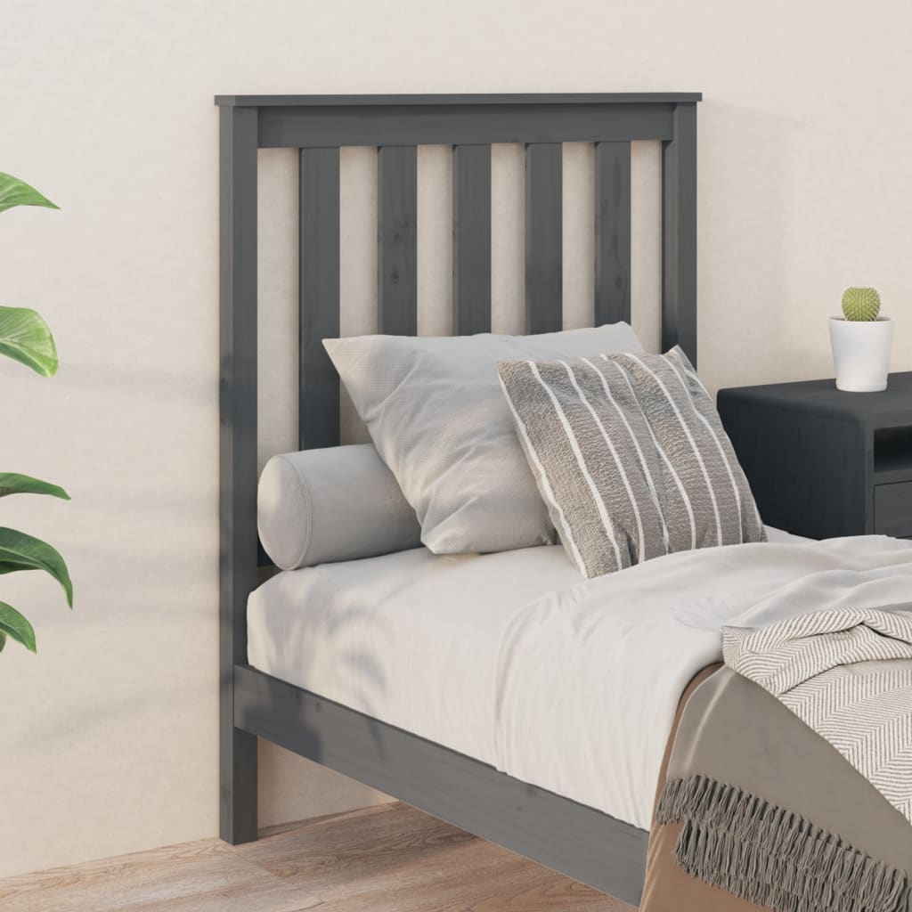 vidaXL Bed Headboard Grey 81x6x101 cm Solid Wood Pine