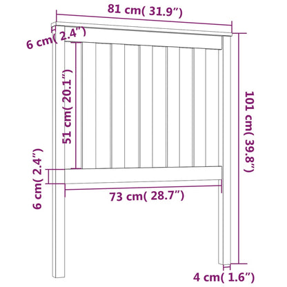 vidaXL Bed Headboard Grey 81x6x101 cm Solid Wood Pine